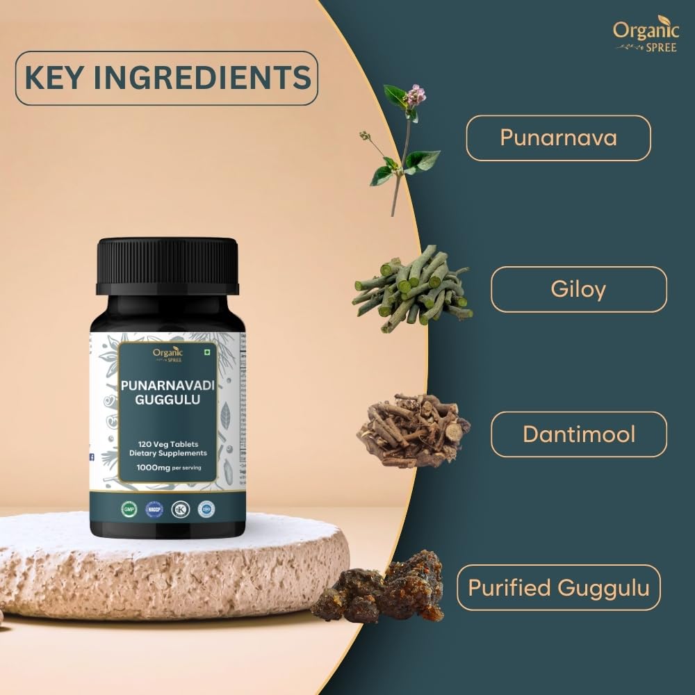 Punarnavadi Guggulu 120 Tablets – Organic Spree | Kidney Support | Ayurvedic Formulation | Vegetarian