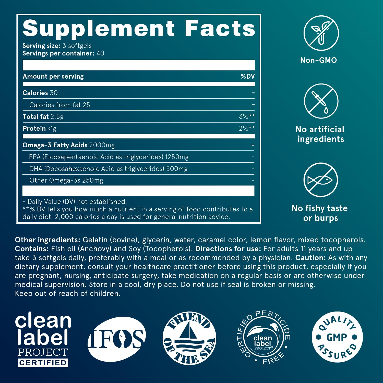 Puori Omega 3 Fish Oil Ultra Pure 2000mg x 240 Softgels | Burpless, IFOS Certified