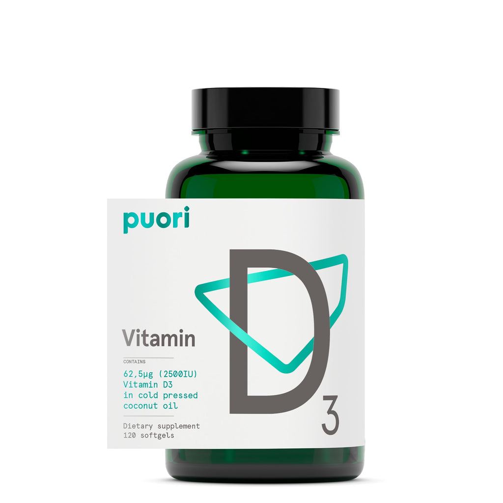 Puori Vitamin D3 Softgels 2500 IU – Immune Support & Bone Health, 120 Count