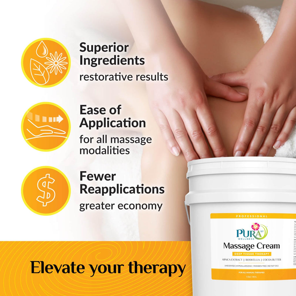 PURA 1st Deep Tissue Therapy Massage Cream – Unscented, Natural Ingredients, 4 oz Pump Jar