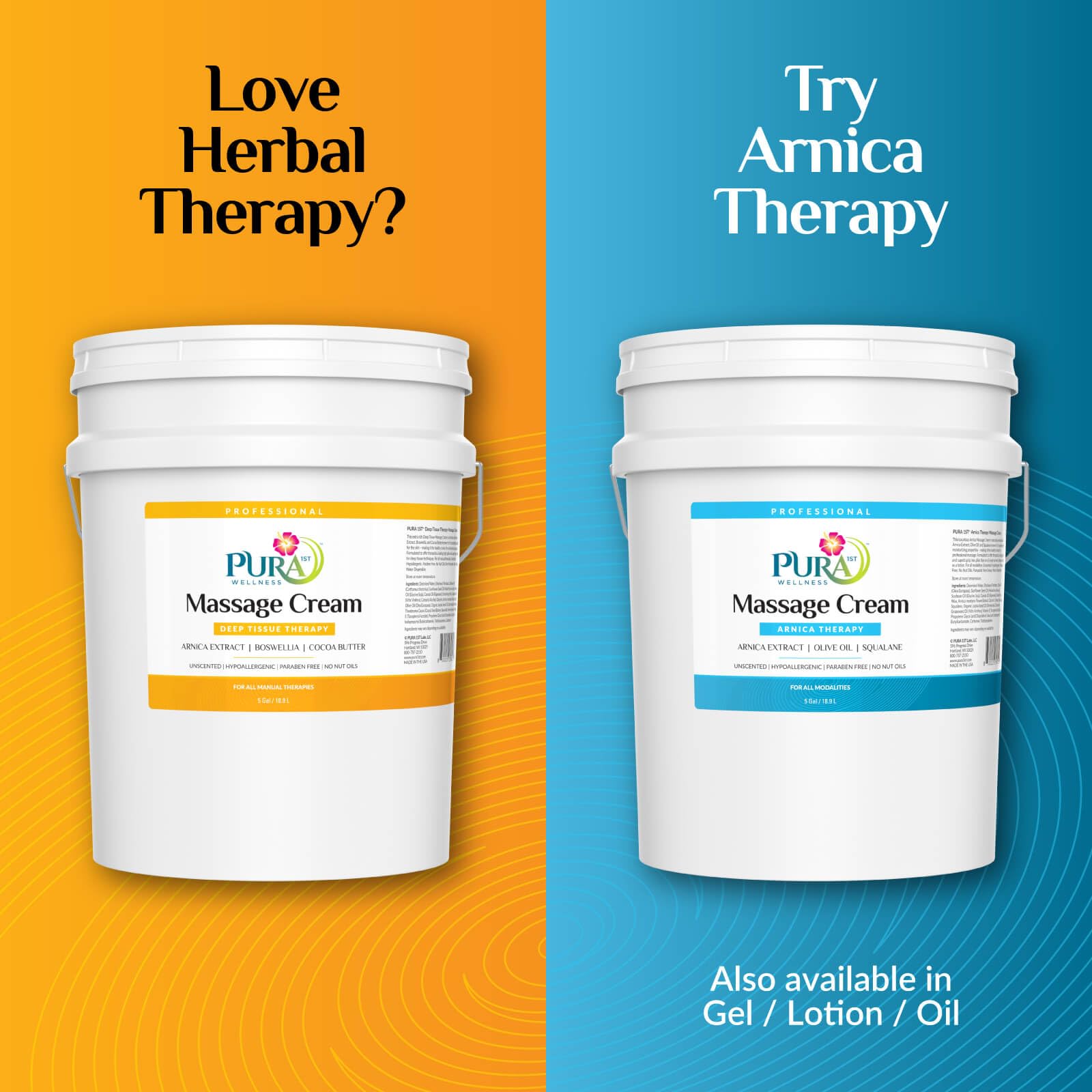 PURA 1st Deep Tissue Therapy Massage Cream – Unscented, Natural Ingredients, 4 oz Pump Jar