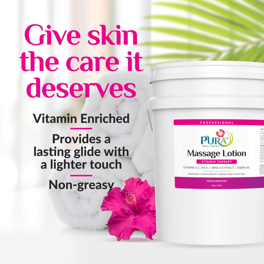 PURA 1st Vitamin Therapy Massage Lotion – 5 Gallon Unscented, Vitamin E, Hypoallergenic