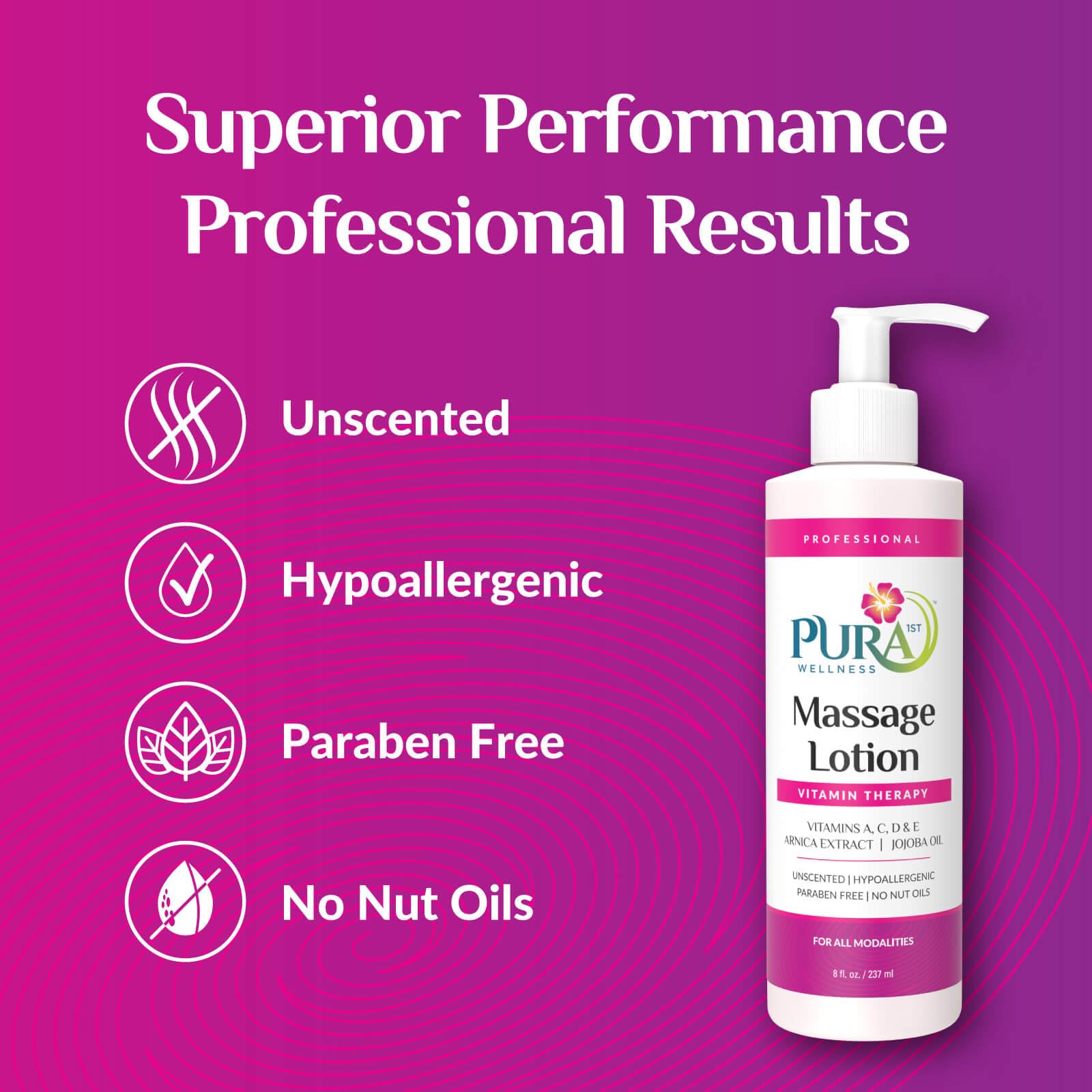 PURA 1st Wellness Massage Lotion - Unscented 8oz for Physical Therapy