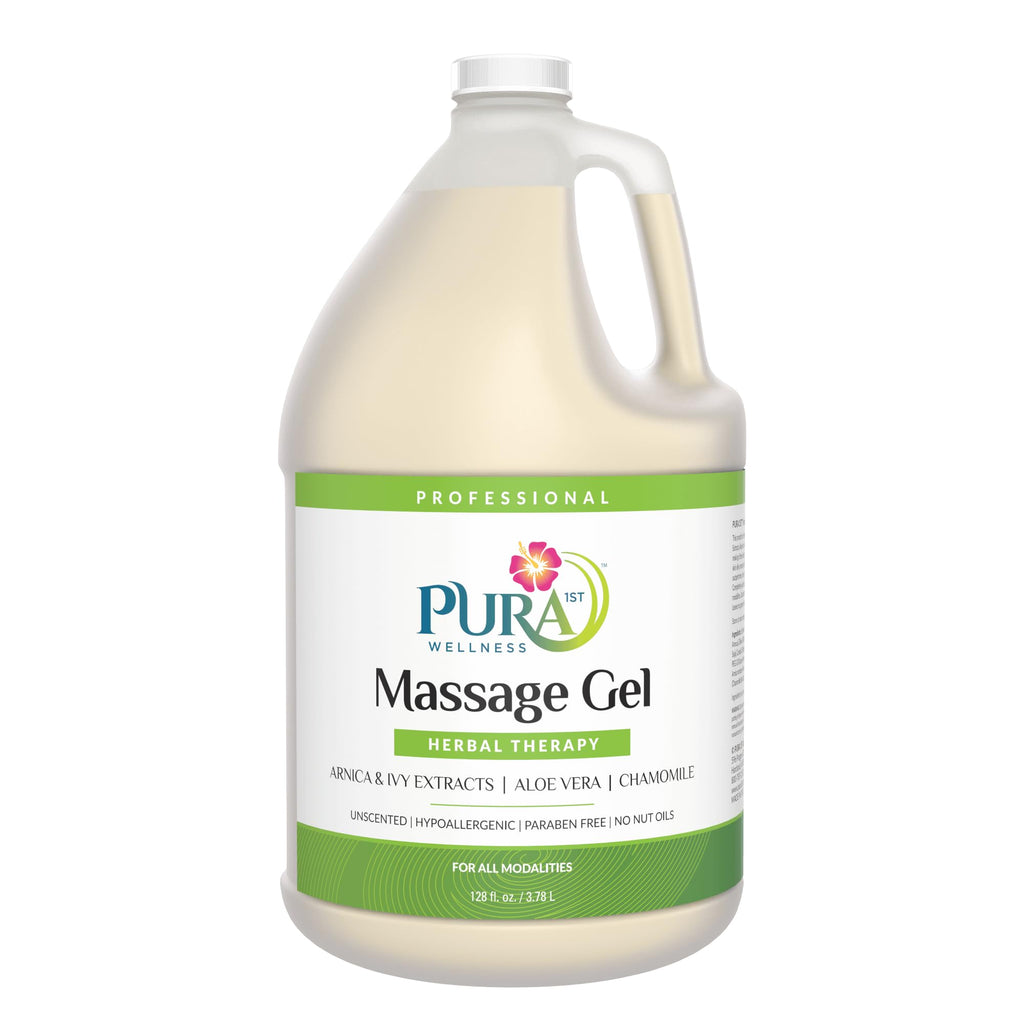 PURA 1st Wellness Professional Massage Gel with Arnica & Aloe Vera – 128oz Unscented, Hypoallergenic
