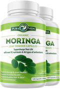 PURA VIDA MORINGA Capsules — Single Origin Organic Moringa Powder, 120 Count (500 mg) — Pack of 2