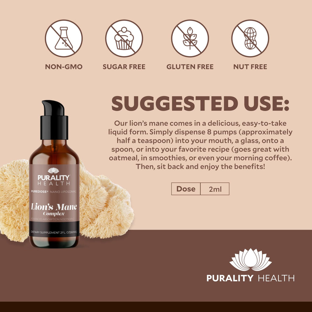 PURALITY HEALTH Lion's Mane Complex - Nano Liposomal Brain Support