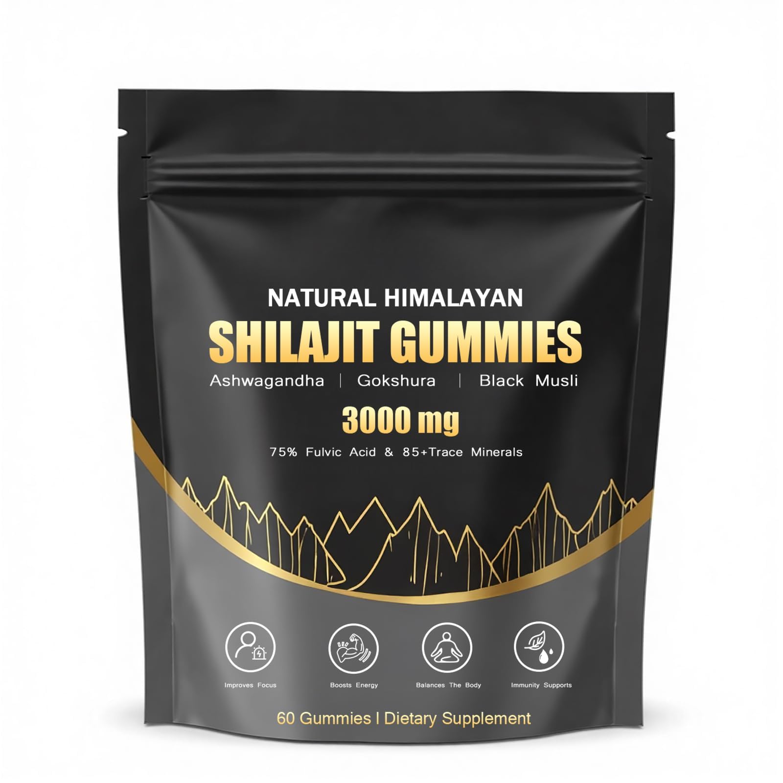 Puranutra Shilajit Gummies – Natural Himalayan Shilajit with Ashwagandha, 60 Gummies