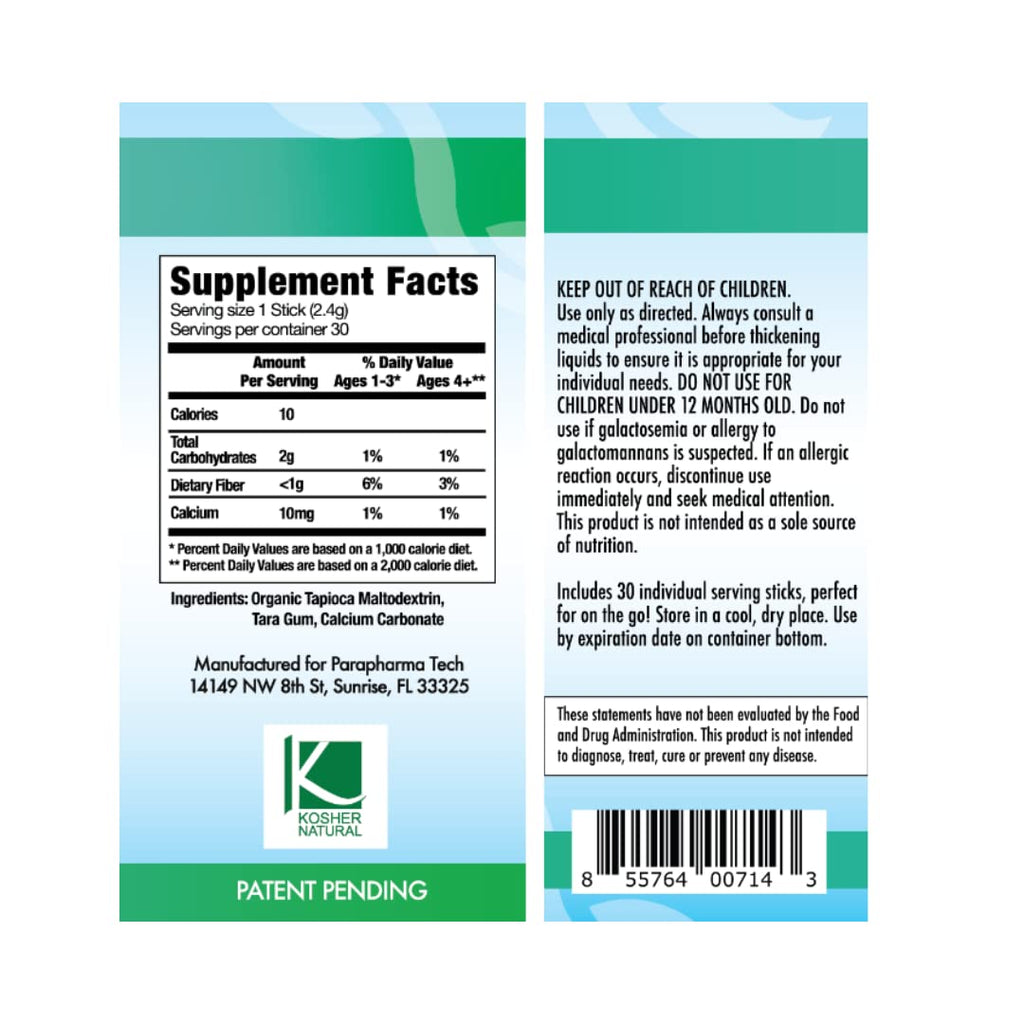 Purathick Natural Thickener - 30 Single-Serve Sticks for Dysphagia (Hot & Cold)