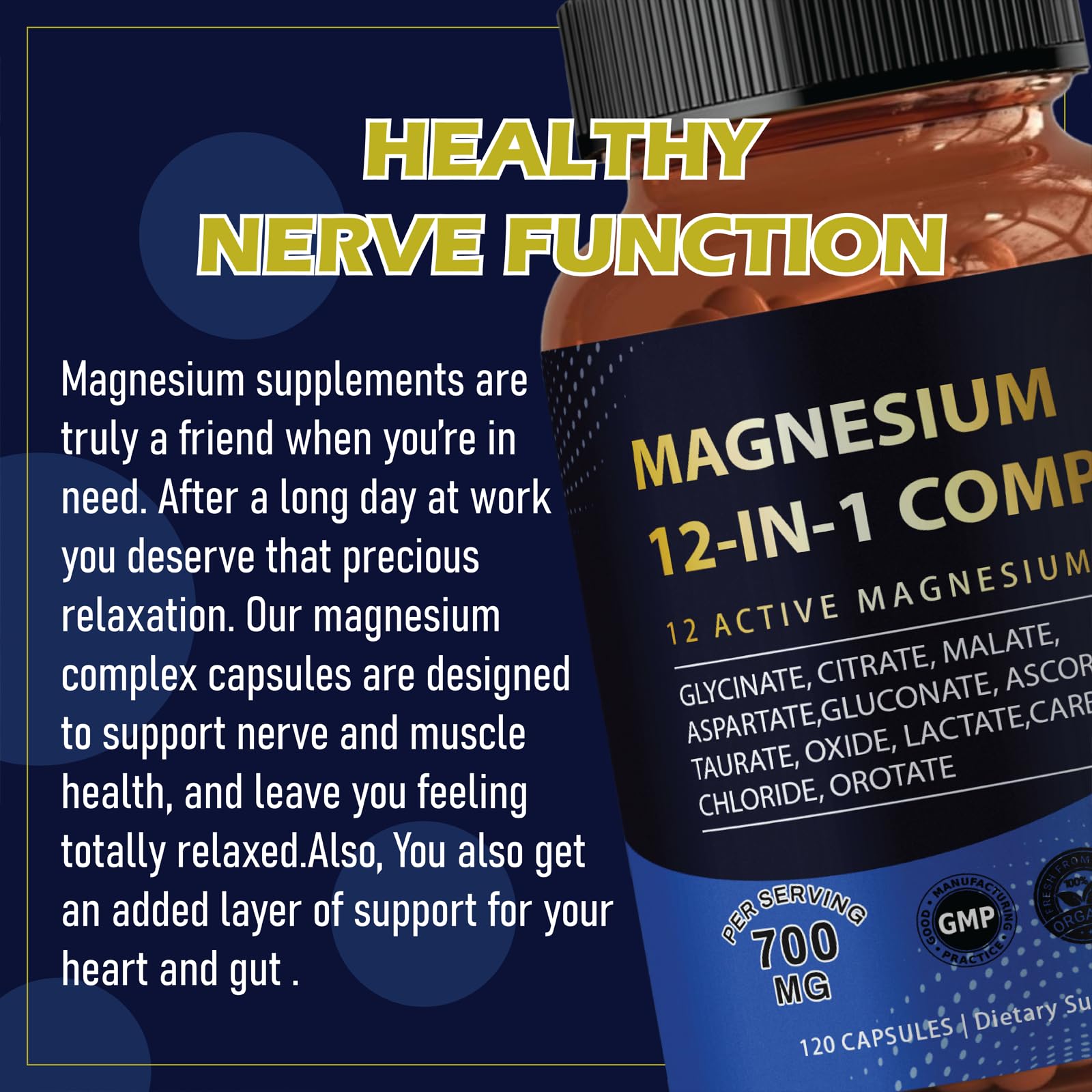 Puravita Magnesium Complex 700mg 12-in-1 | Easy Absorption | Vegan & Non-GMO | 120 Capsules