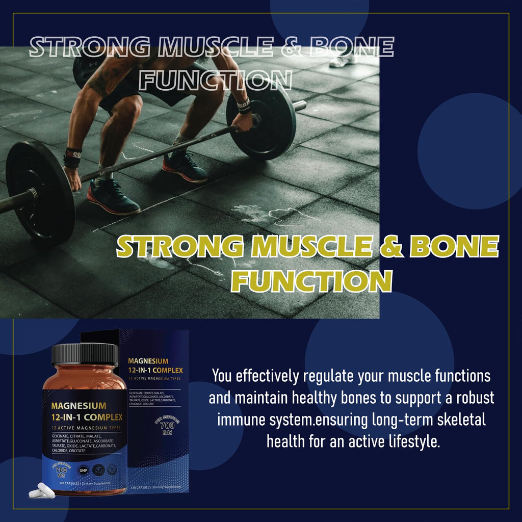 Puravita Magnesium Complex 700mg 12-in-1 | Easy Absorption | Vegan & Non-GMO | 120 Capsules