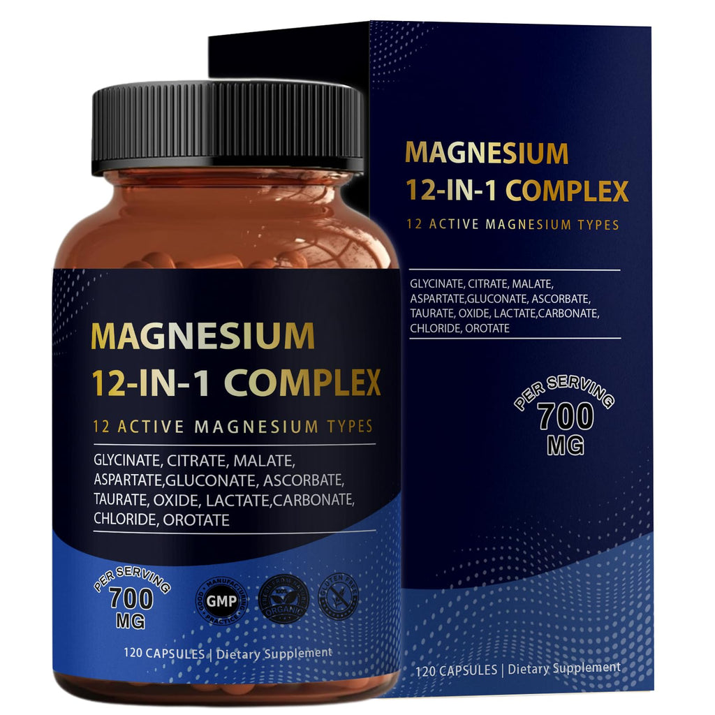 Puravita Magnesium Complex 700mg 12-in-1 | Easy Absorption | Vegan & Non-GMO | 120 Capsules