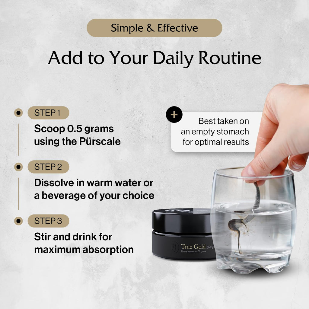 Pürblack Live Resin Pure Gold Shilajit – Organic Shilajit with 80+ Minerals | USA Made, 60 Servings