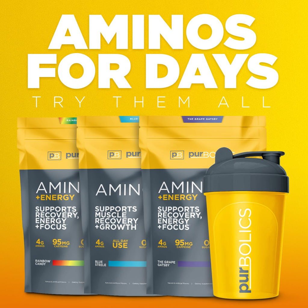 Purbolics Aminos Rainbow Candy – 4g Free-Form Amino Acids, Beta-Alanine, 0 Calories, 60 Servings