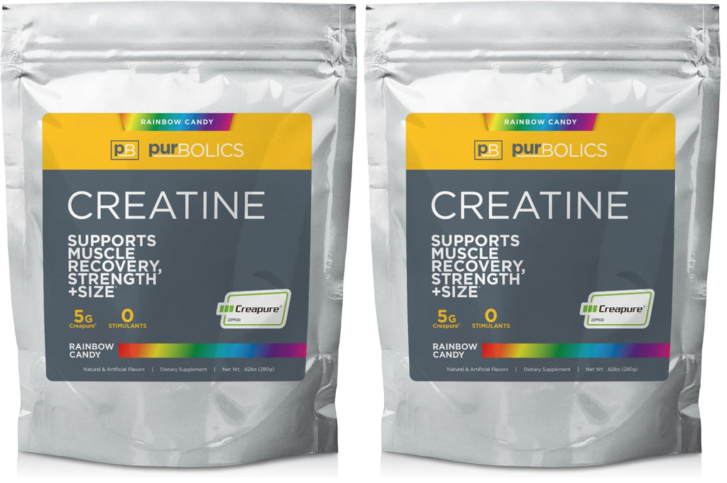 Purbolics Creapure Creatine Monohydrate Micronized 5 g – Rainbow Candy, 50 Servings per Pack (Pack of 2) | Elevate Workout Performance