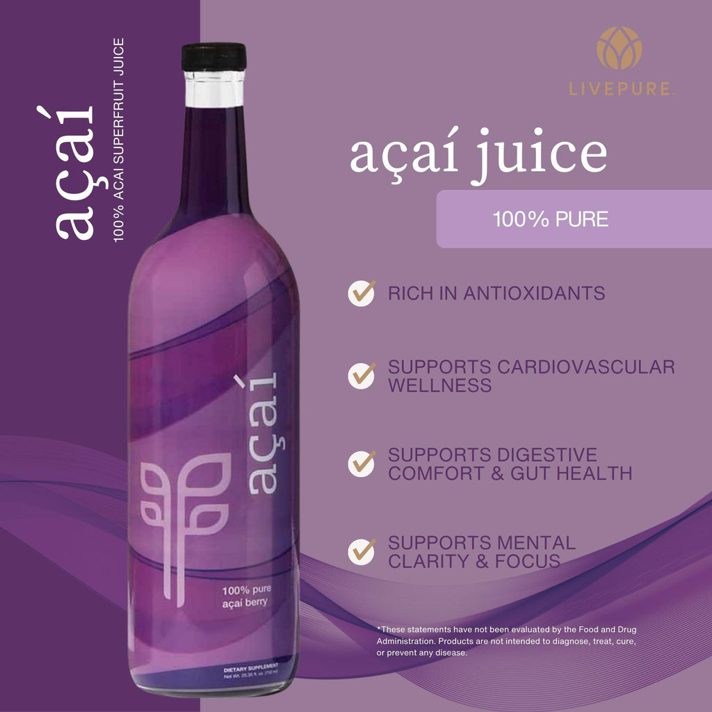 Pure 100% Acai Juice (750 ml) – Sugar-Free, Gluten-Free, Kosher
