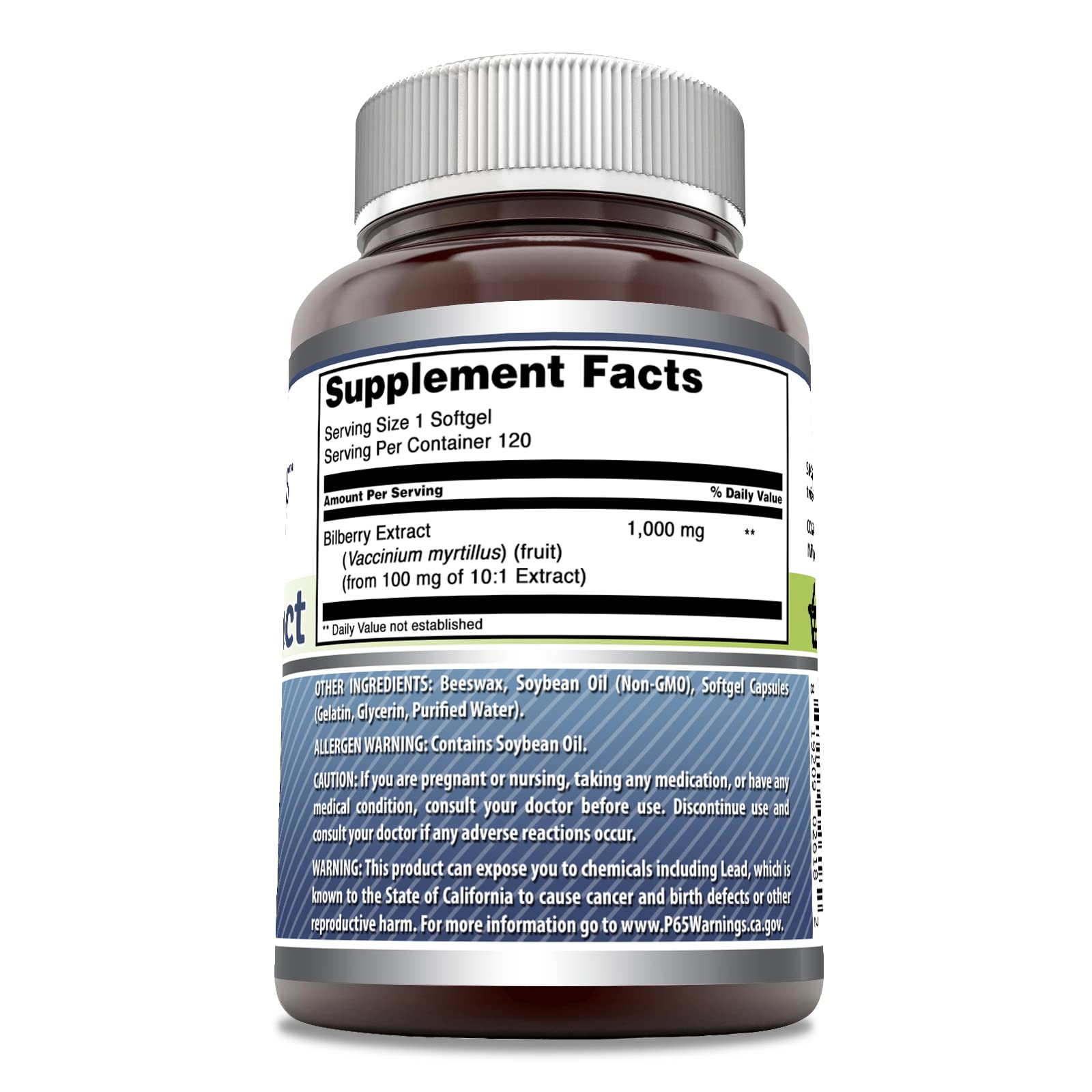 Amazing Formulas Bilberry Extract Supplement 1000 mg - 120 Softgels | Rich in Vitamins