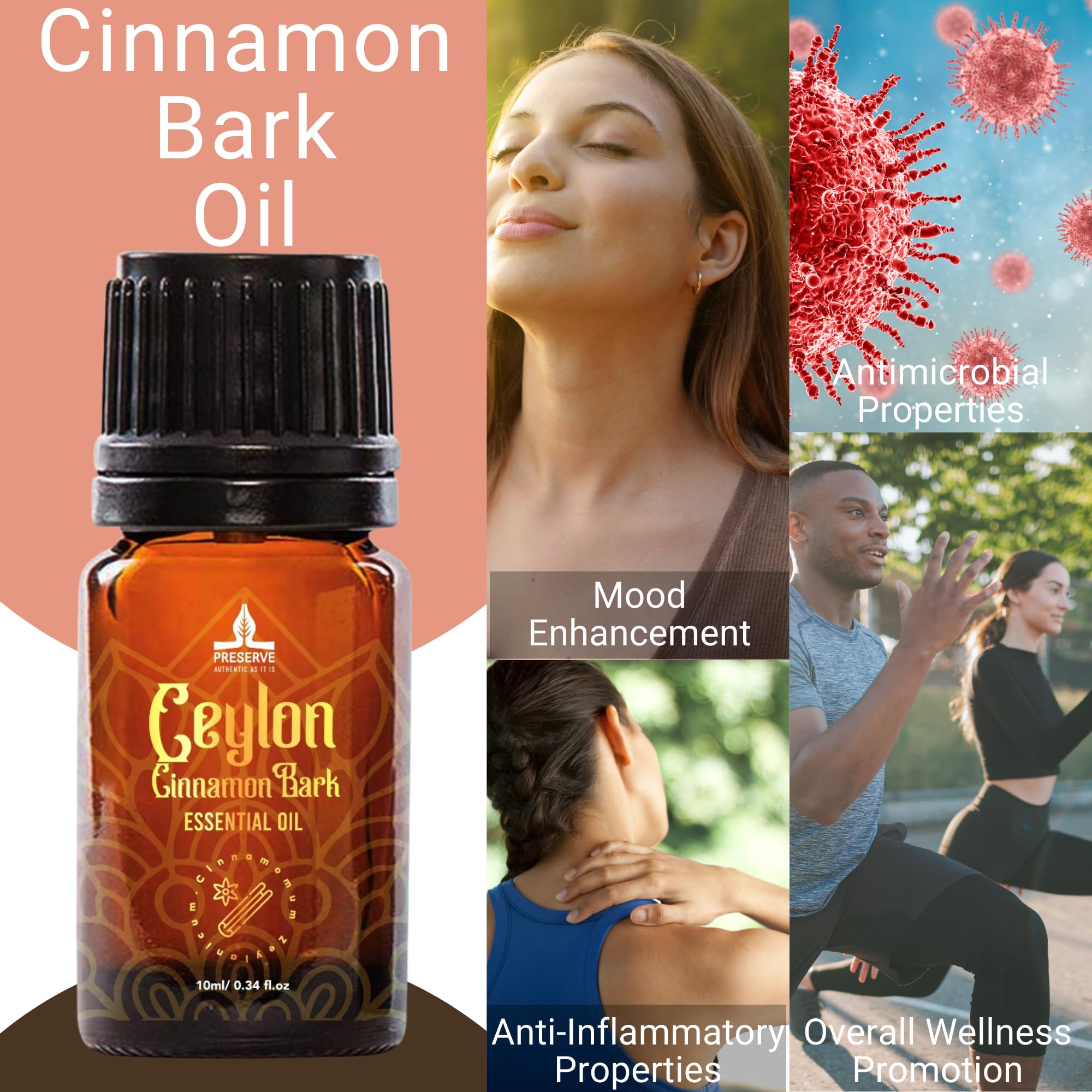 Pure Ceylon Cinnamon Bark Essential Oil - GI Certified G2/76/340, 100% Ceylon True Cinnamon Extract, Therapeutic Grade, 10ml