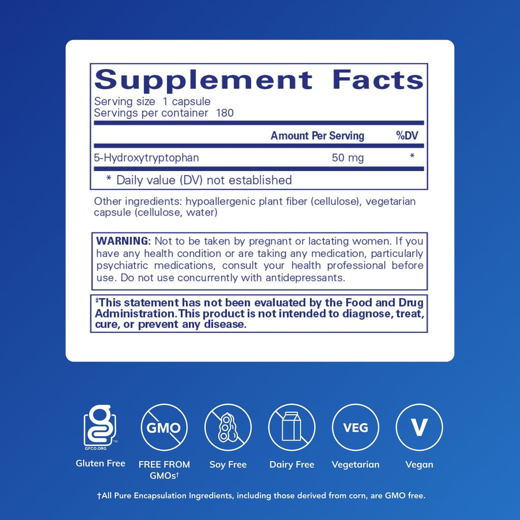 Pure Encapsulations 5-HTP 50 mg | 180 Capsules | Serotonin Support, Sleep & Appetite
