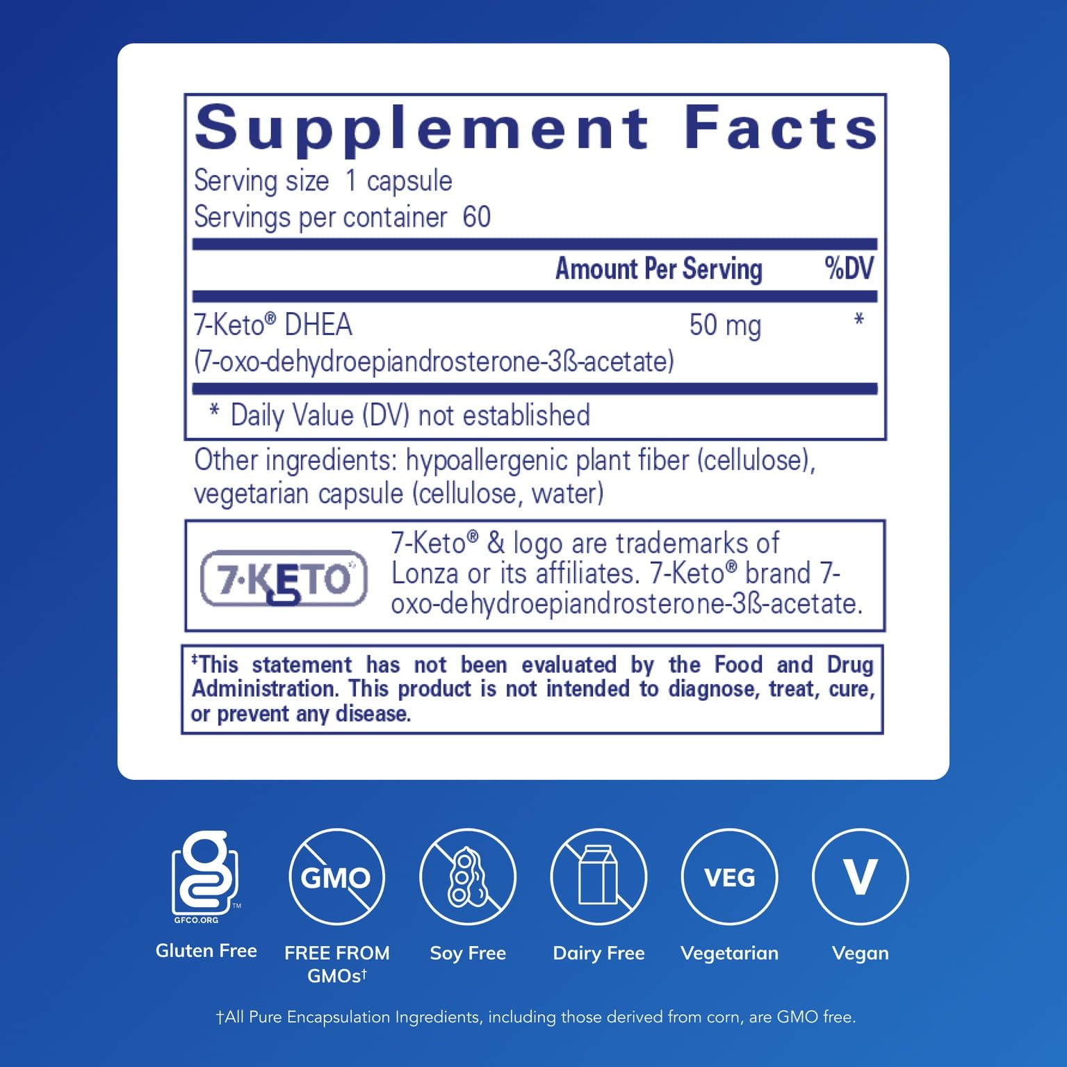 Pure Encapsulations 7-Keto DHEA 50 mg | Metabolic Support & Healthy Body Composition | 60 Capsules
