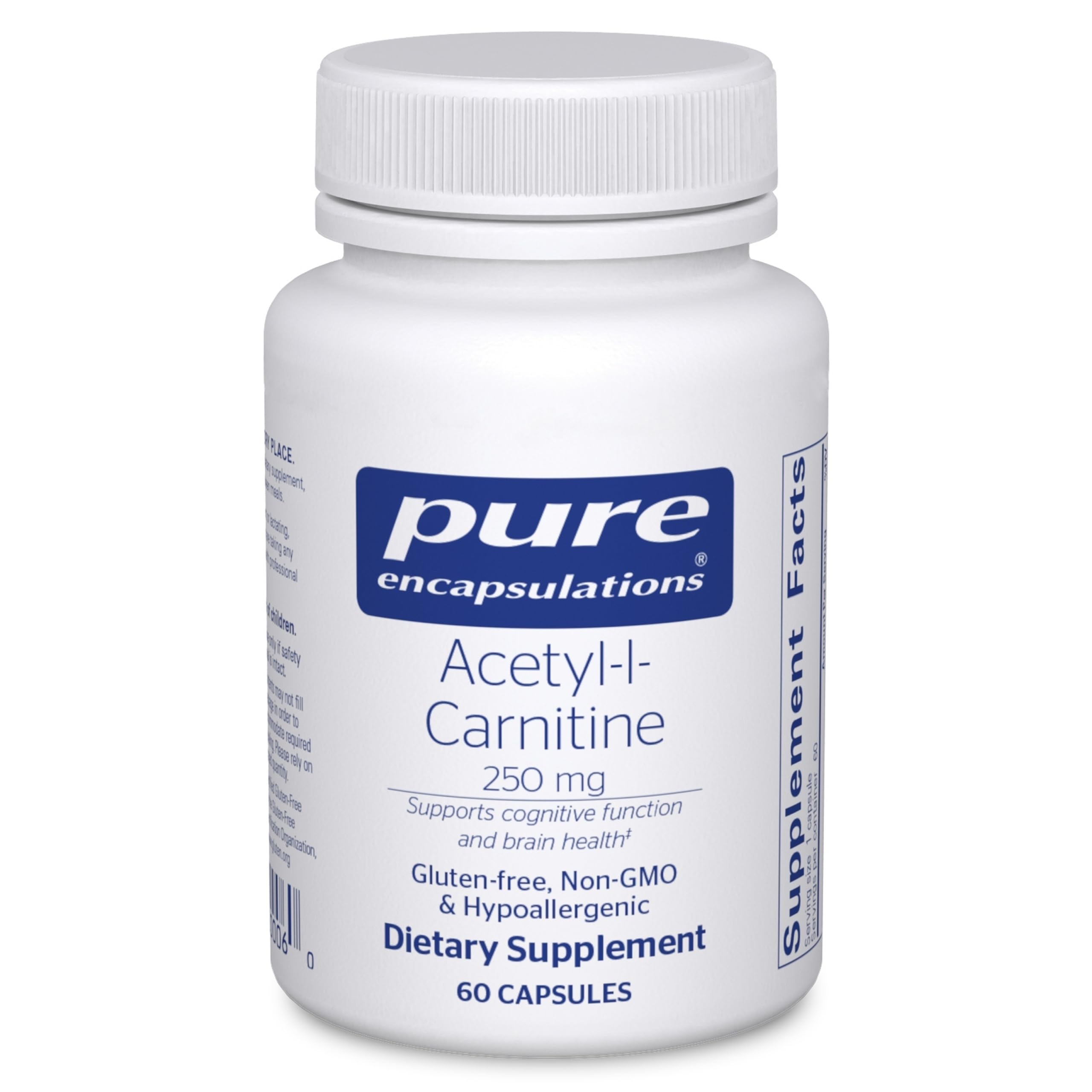 Pure Encapsulations Acetyl-L-Carnitine 250 mg — Memory & Brain Support, Gluten Free & Non-GMO, 60 Capsules