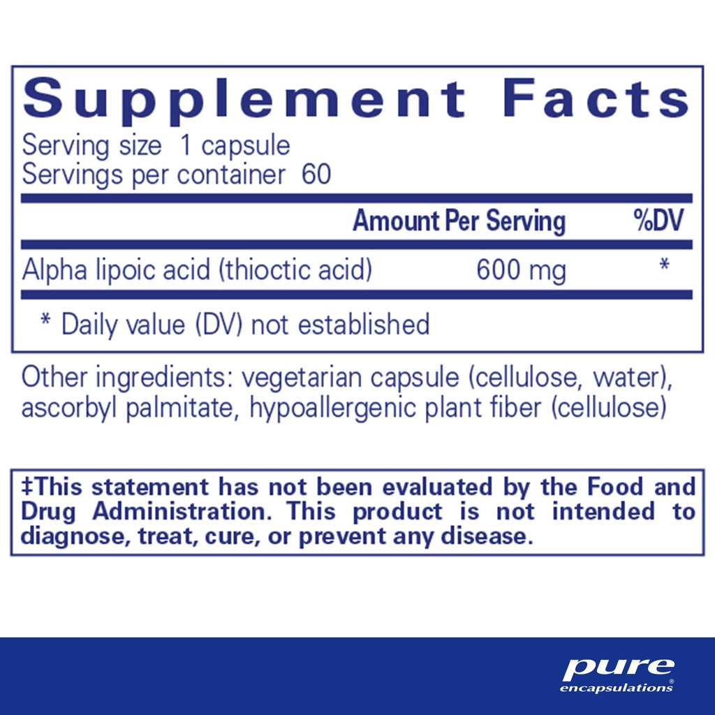 Pure Encapsulations Alpha Lipoic Acid 600 mg – 60 Capsules