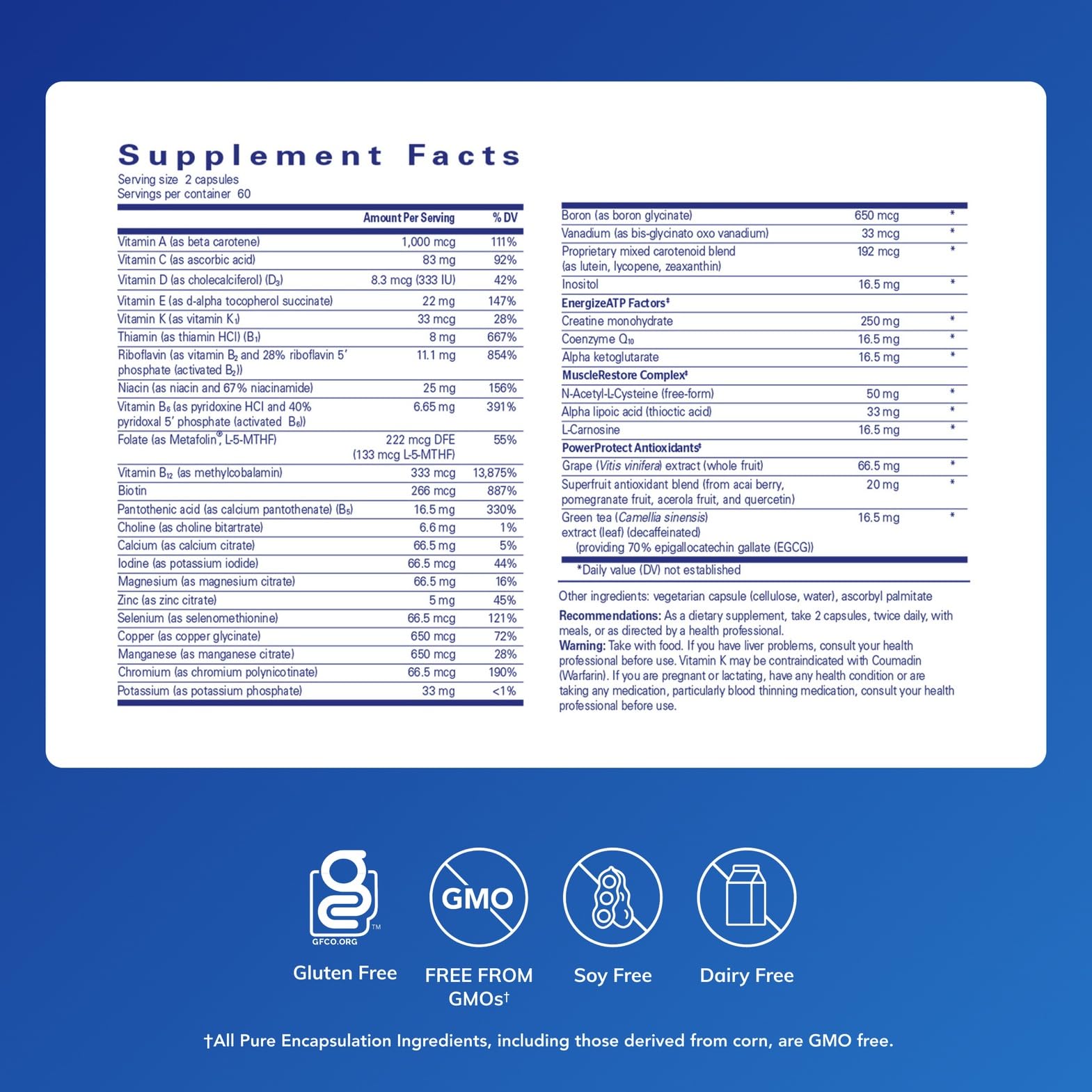 Pure Encapsulations Athletic Nutrients | Multivitamin & Mineral Complex for Exercise Performance | 120 Capsules