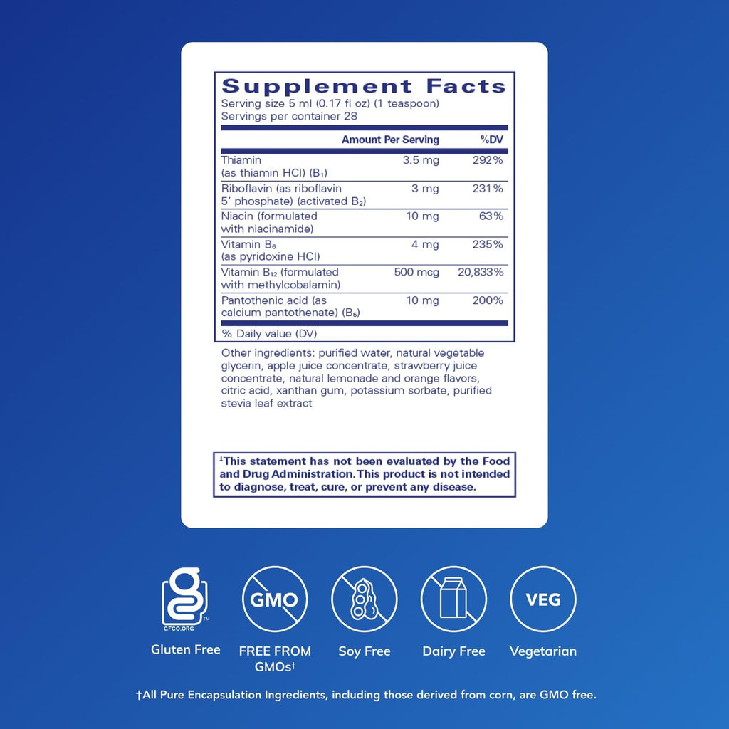 Pure Encapsulations B-Complex Liquid | Liquid Vitamin B Complex for Nerve & Energy Metabolism | Gluten Free & Vegetarian