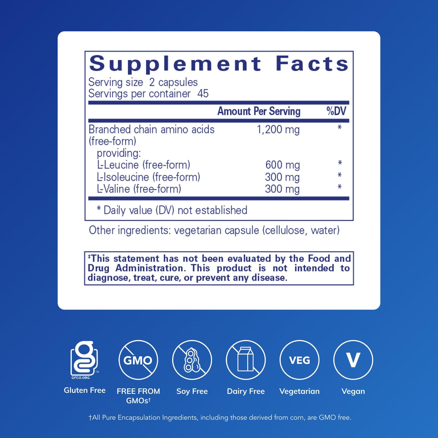 Pure Encapsulations BCAA Capsules - Hypoallergenic Muscle Support | 90 Capsules