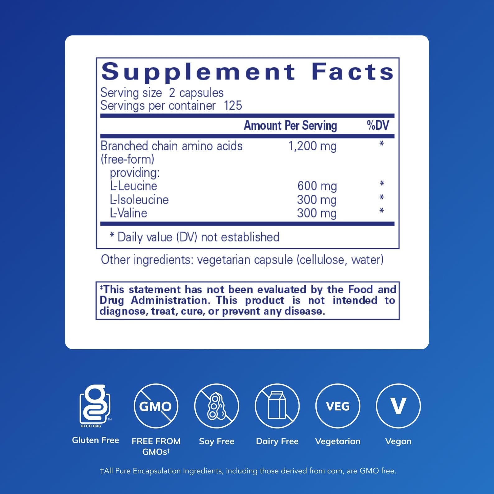 Pure Encapsulations BCAA Capsules – Hypoallergenic BCAA for Muscle Function During Exercise | 250 Capsules