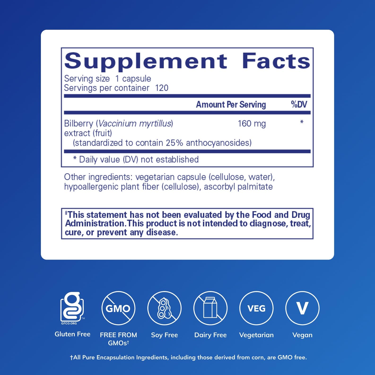 Pure Encapsulations Bilberry 160 mg | Supports Vision & Vascular Health | 120 Capsules