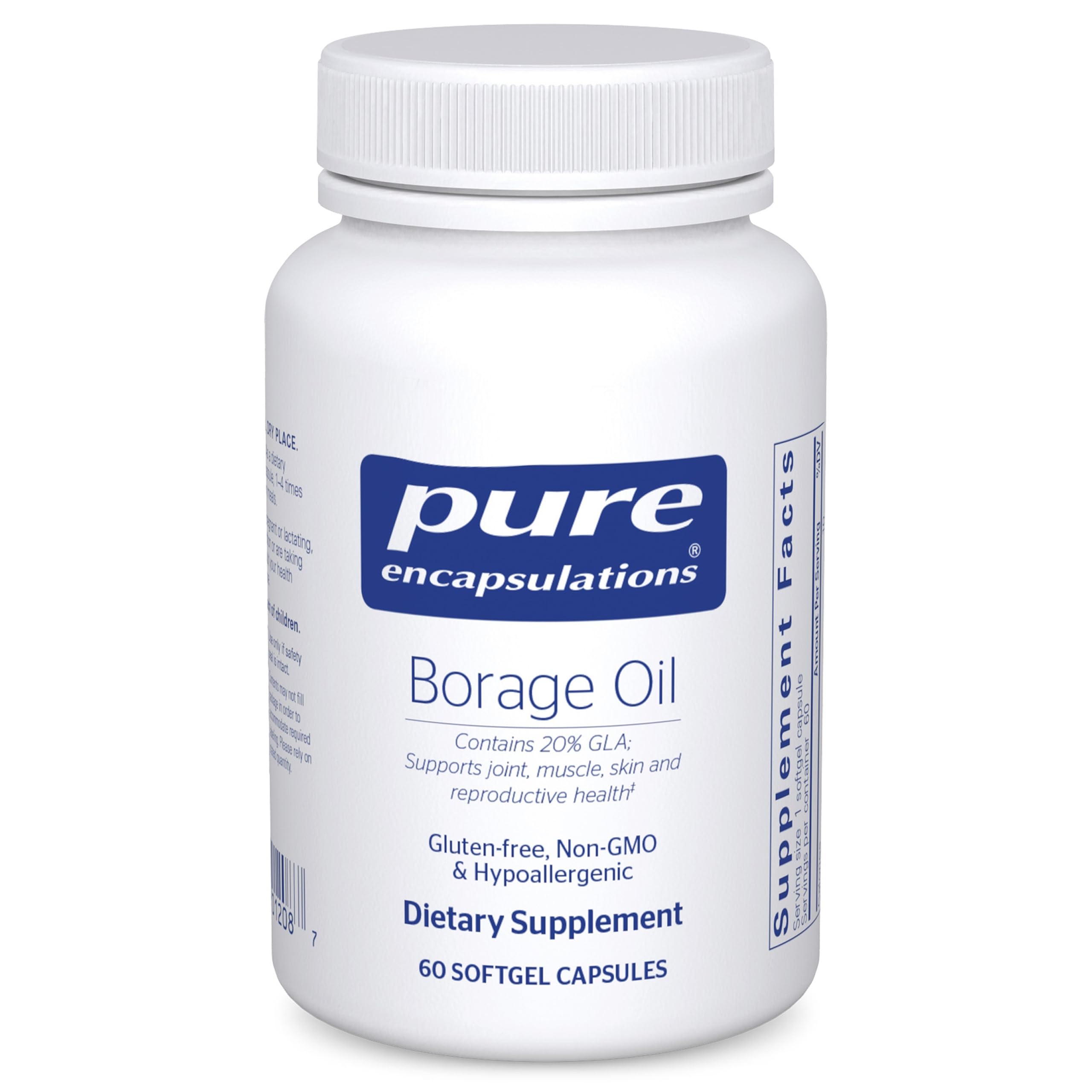 Pure Encapsulations Borage Oil - Hypoallergenic Dietary Supplement - 60 Softgel Capsules