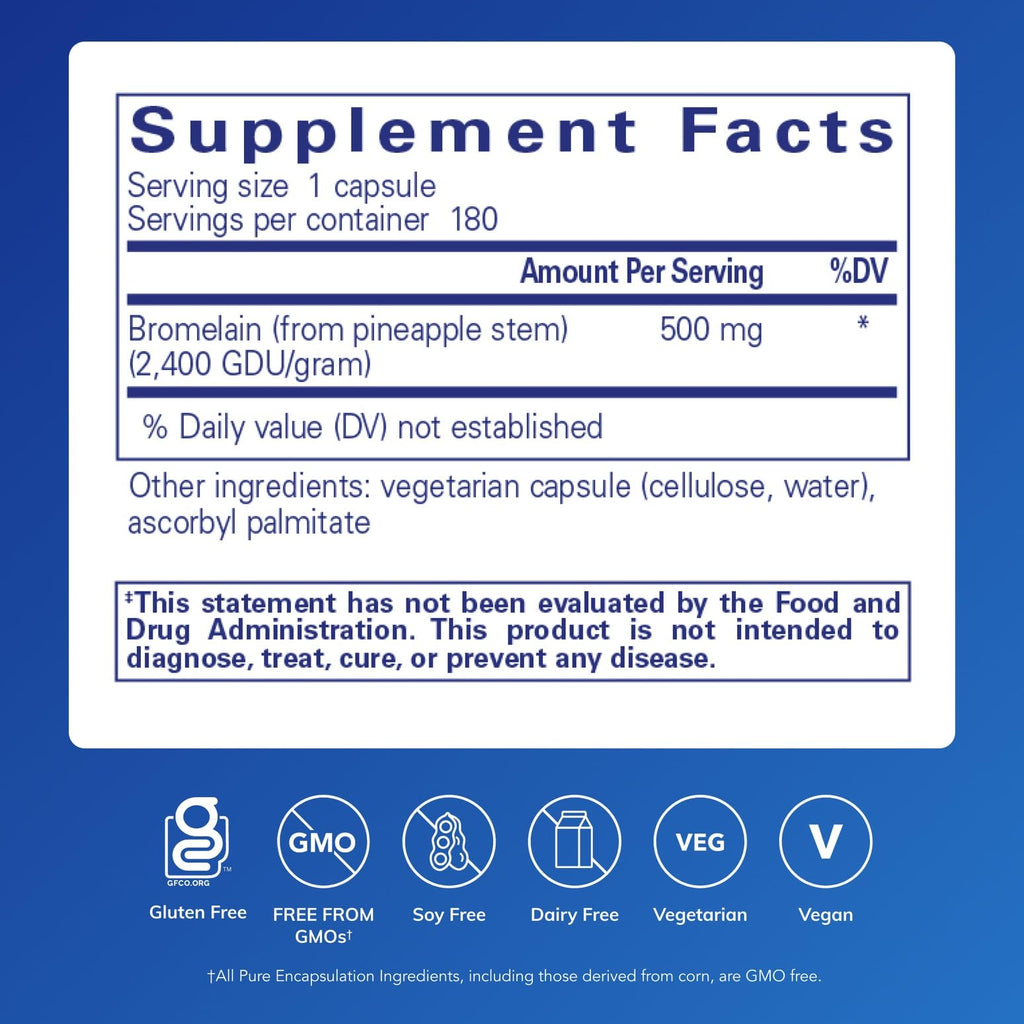Pure Encapsulations Bromelain 2400 500 mg – Digestive & Joint Support, Vegan, 180 Capsules