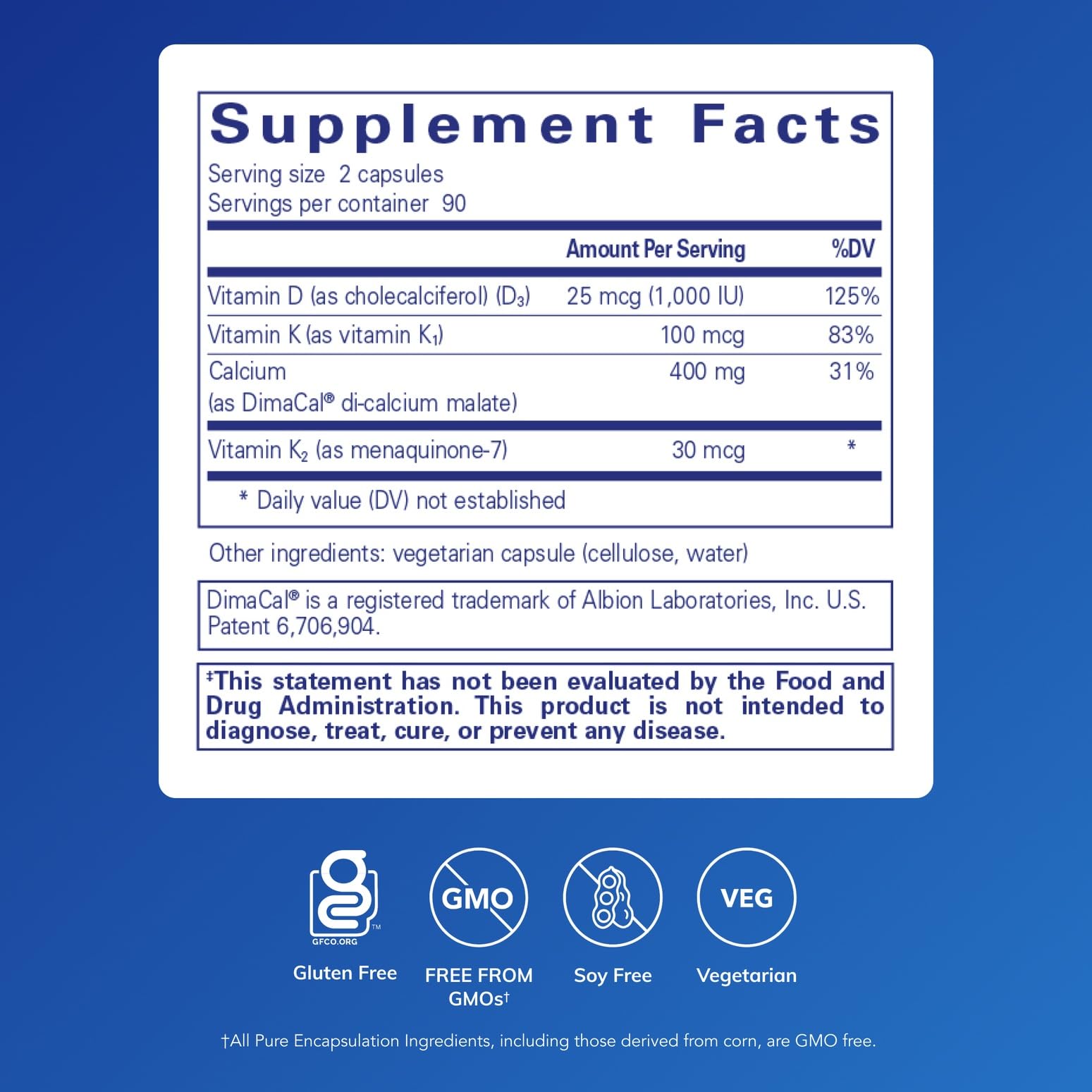 Pure Encapsulations Calcium K/D - Bone Health Support with Vitamin D & K | 180 Capsules