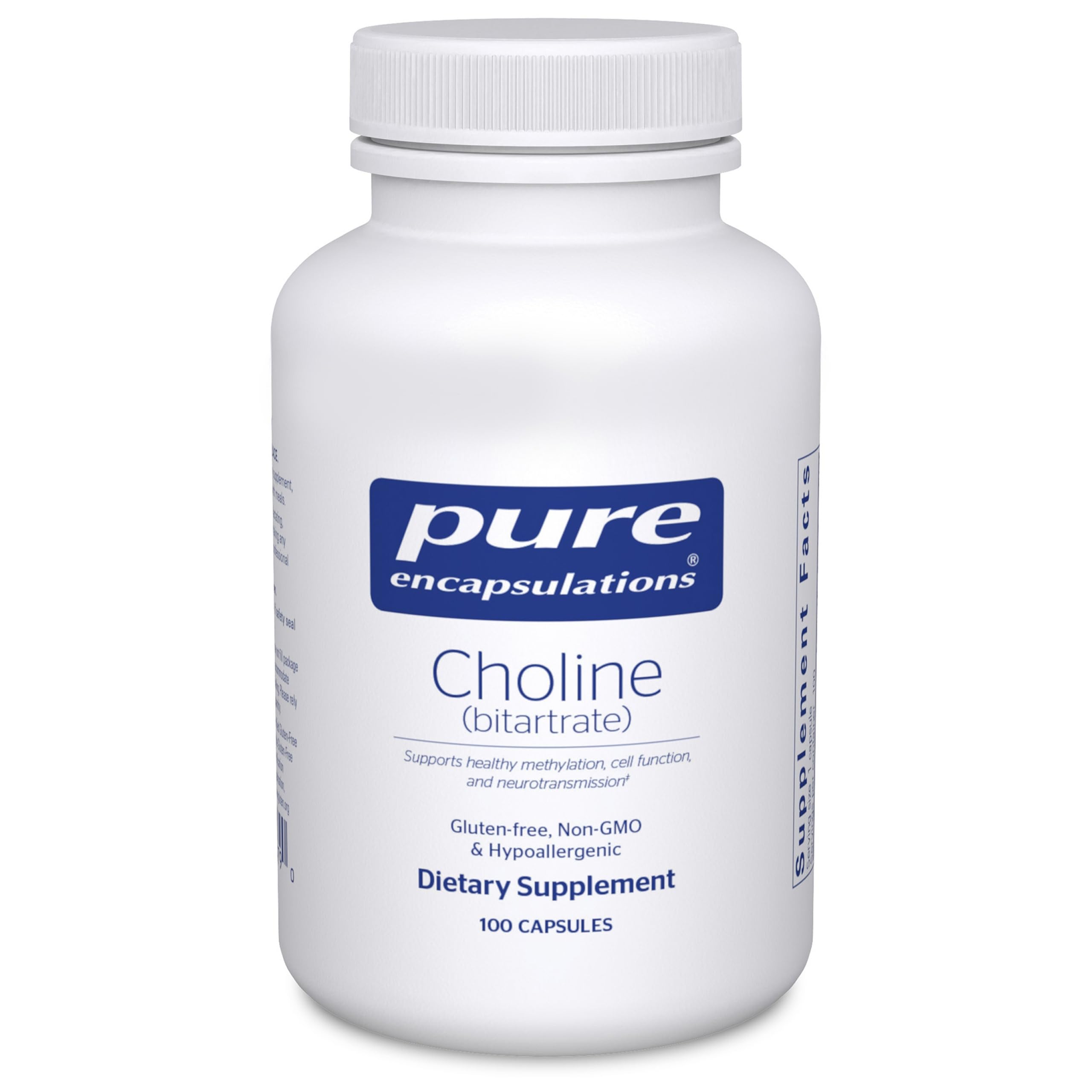Pure Encapsulations Choline (Bitartrate) 275 mg – Brain Health, Methylation & Cell Function | Vegan & Non-GMO | 100 Capsules