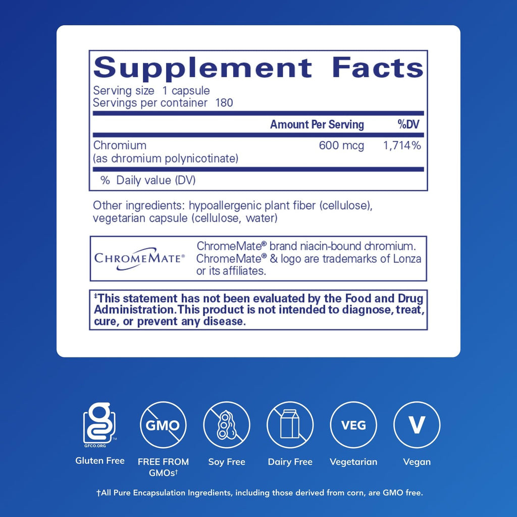 Pure Encapsulations ChromeMate GTF 600 | Metabolism Support & Lean Muscle | 180 Capsules