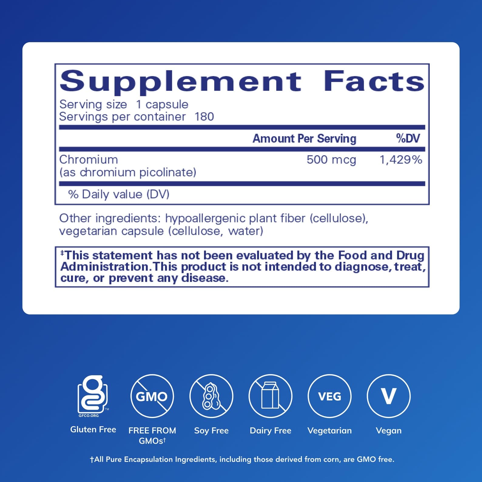 Pure Encapsulations Chromium (Picolinate) 500 mcg – Superior Absorption, Vegan & Gluten Free