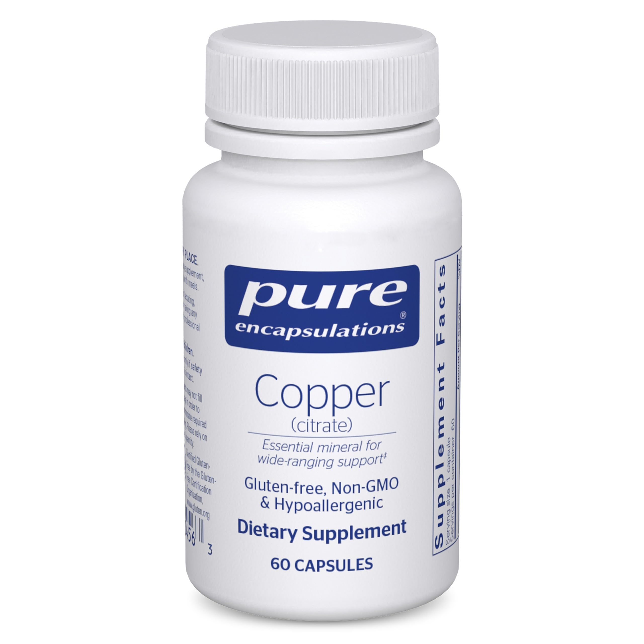 Copper (Citrate) – Highly Bioavailable Copper | 60 Capsules | Pure Encapsulations