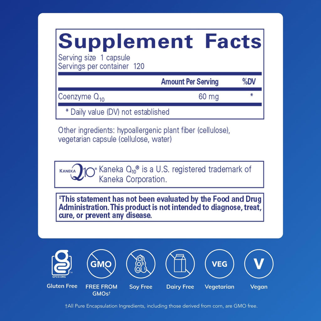 Pure Encapsulations CoQ10 60 mg — Energy, Brain & Heart Support | 120 Capsules