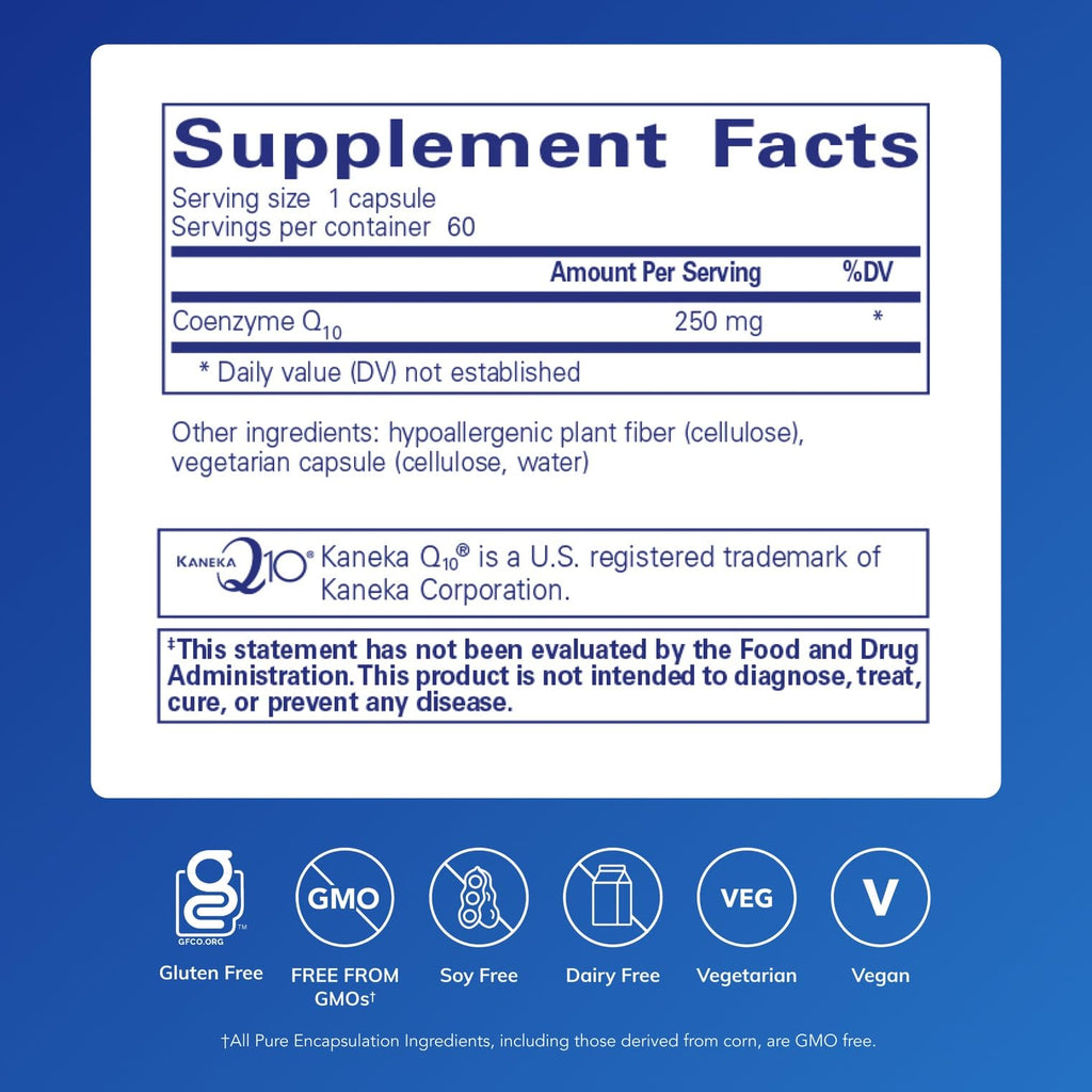 Pure Encapsulations CoQ10 250 mg – Brain & Cellular Energy Support – 60 Veg Capsules