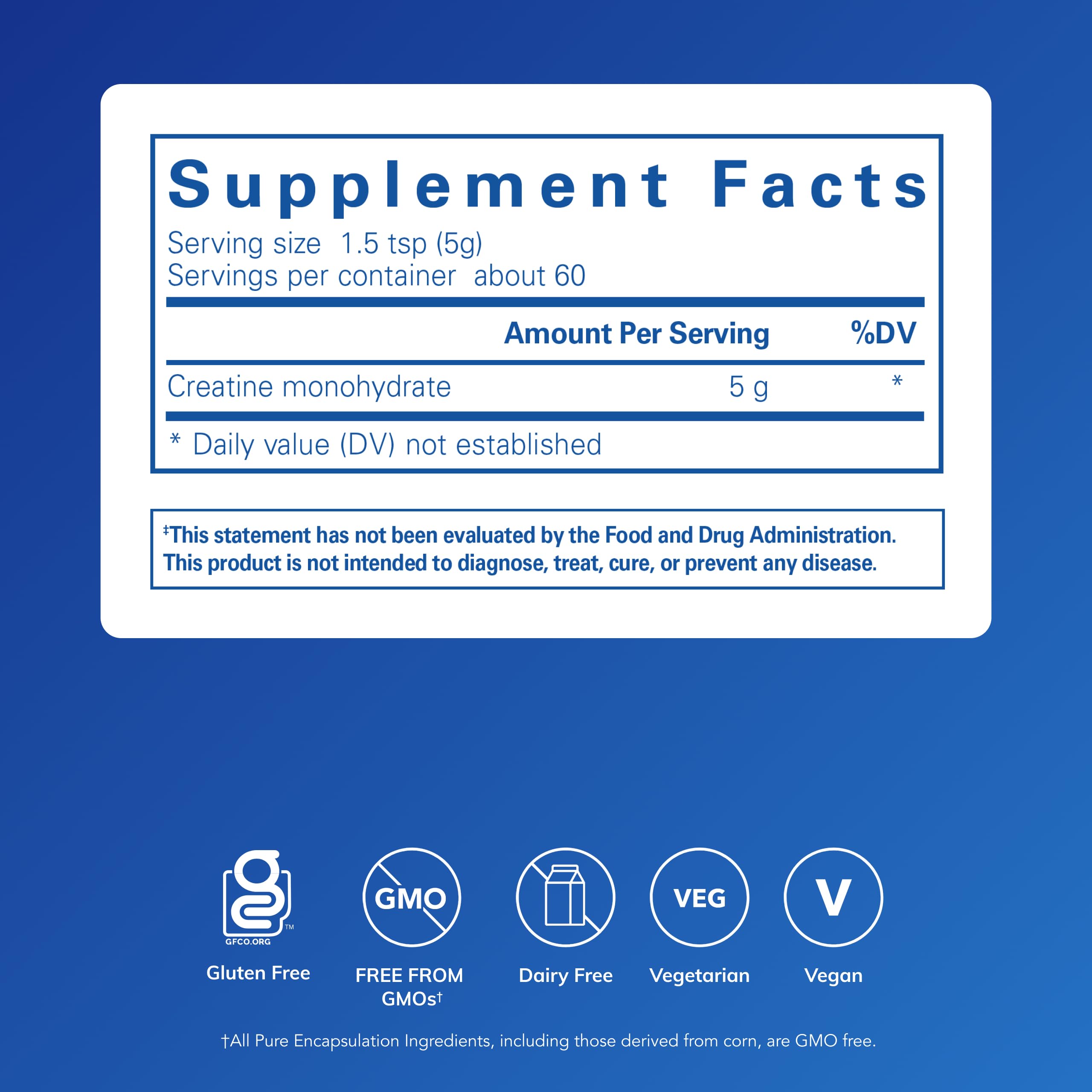 Pure Encapsulations Creatine – Muscle Strength & Recovery (315 g, 60 Servings)