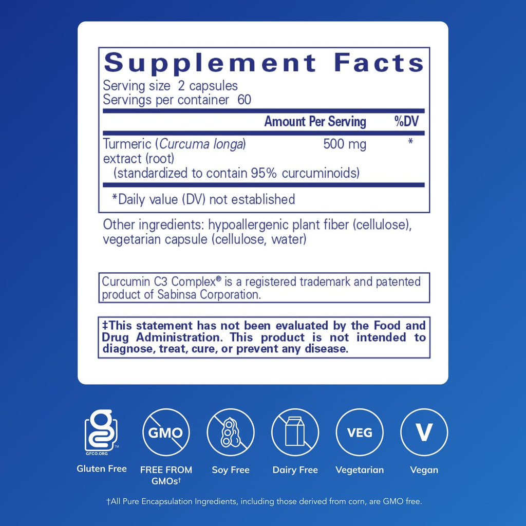 Pure Encapsulations Curcumin 500 mg - Joint & Liver Health Support - Non-GMO & Vegan | 120 Capsules