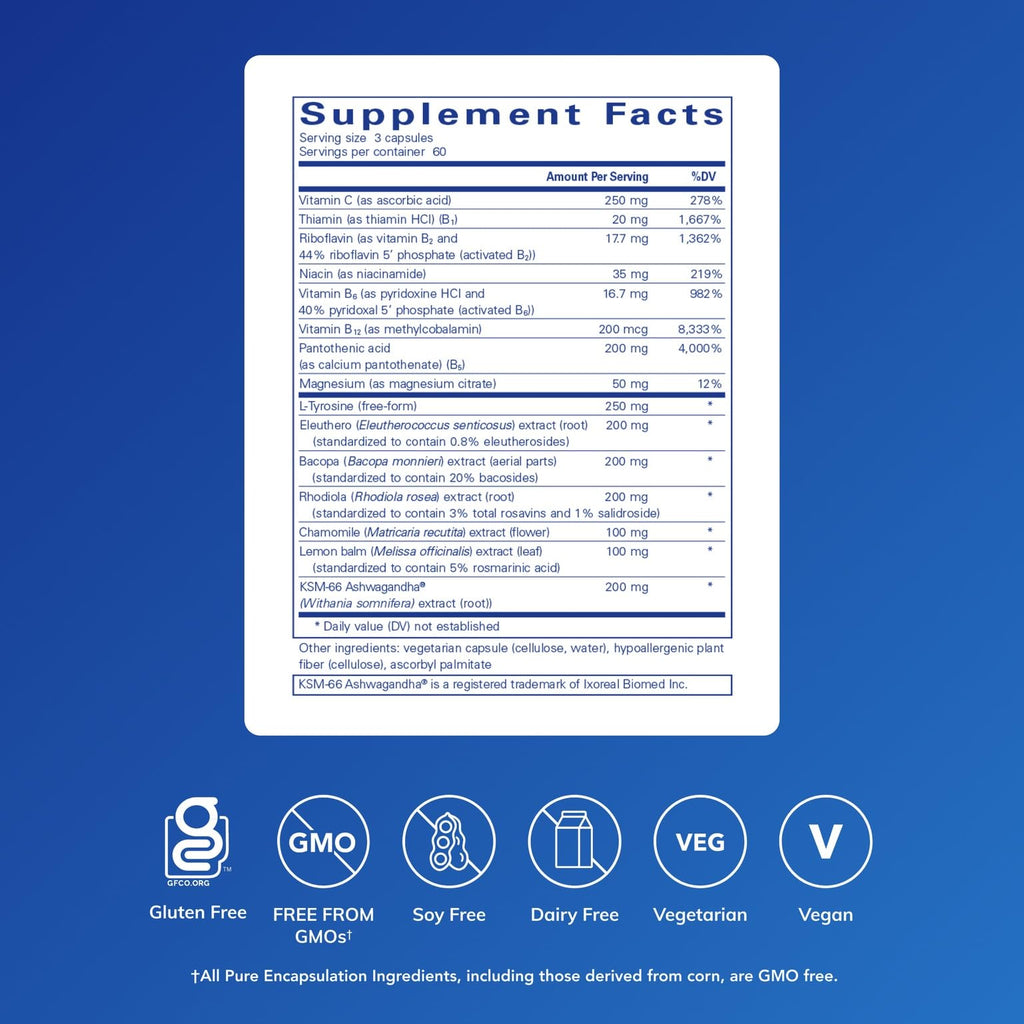 Pure Encapsulations Daily Stress Formula - Relaxation & Cognitive Support, 180 Capsules