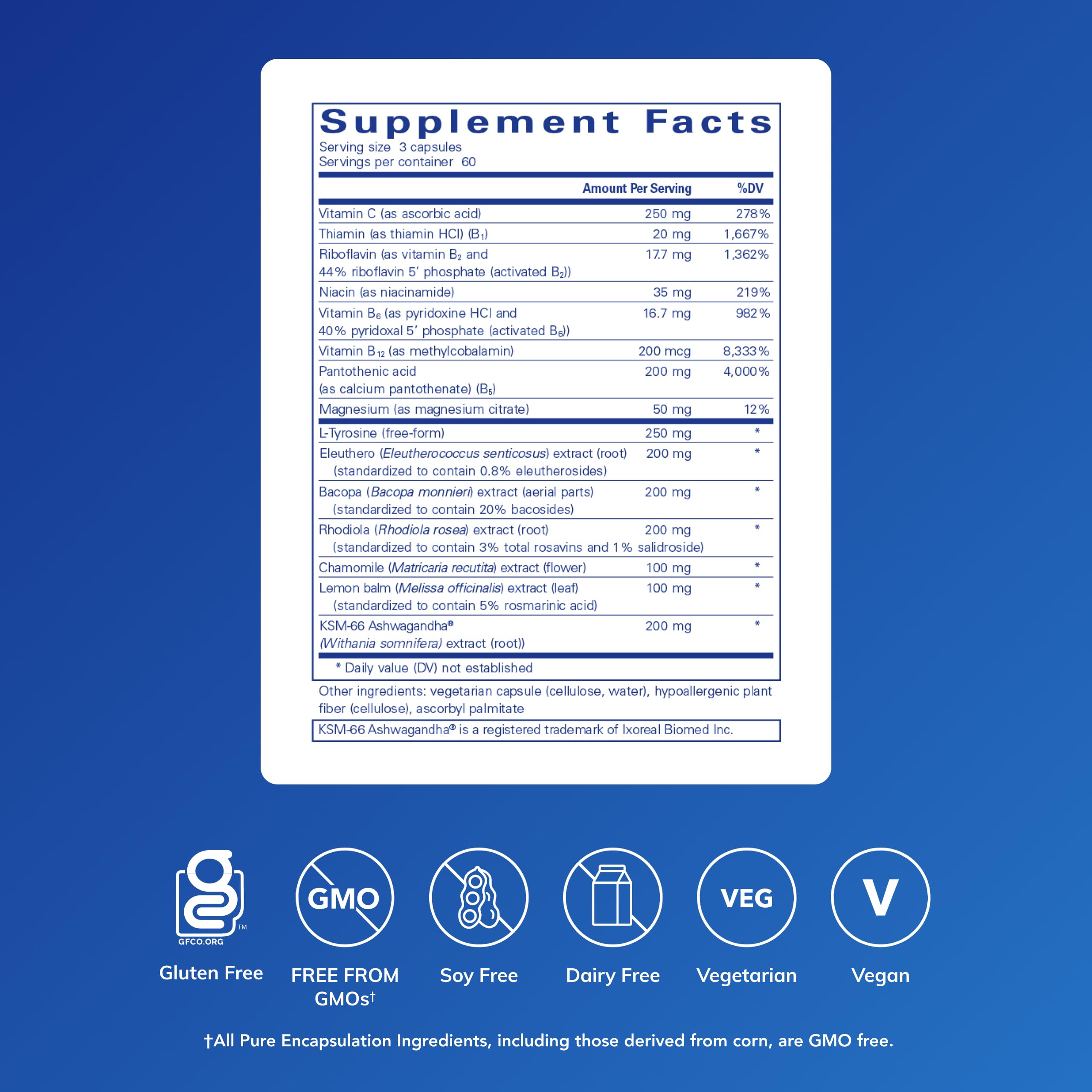 Pure Encapsulations Daily Stress Formula - Relaxation & Cognitive Support, 180 Capsules