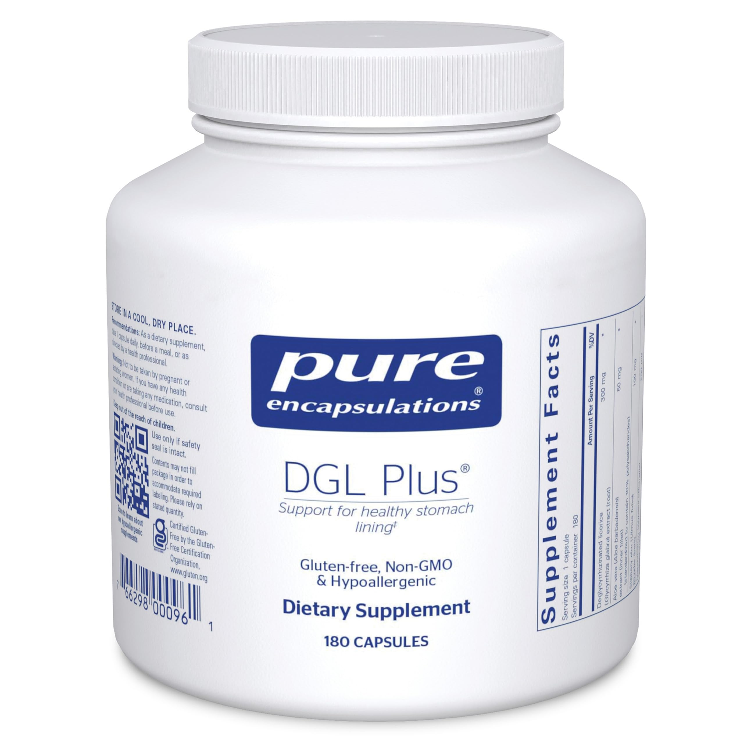 Pure Encapsulations DGL Plus – Vegan Gut Health Support, 180 Capsules
