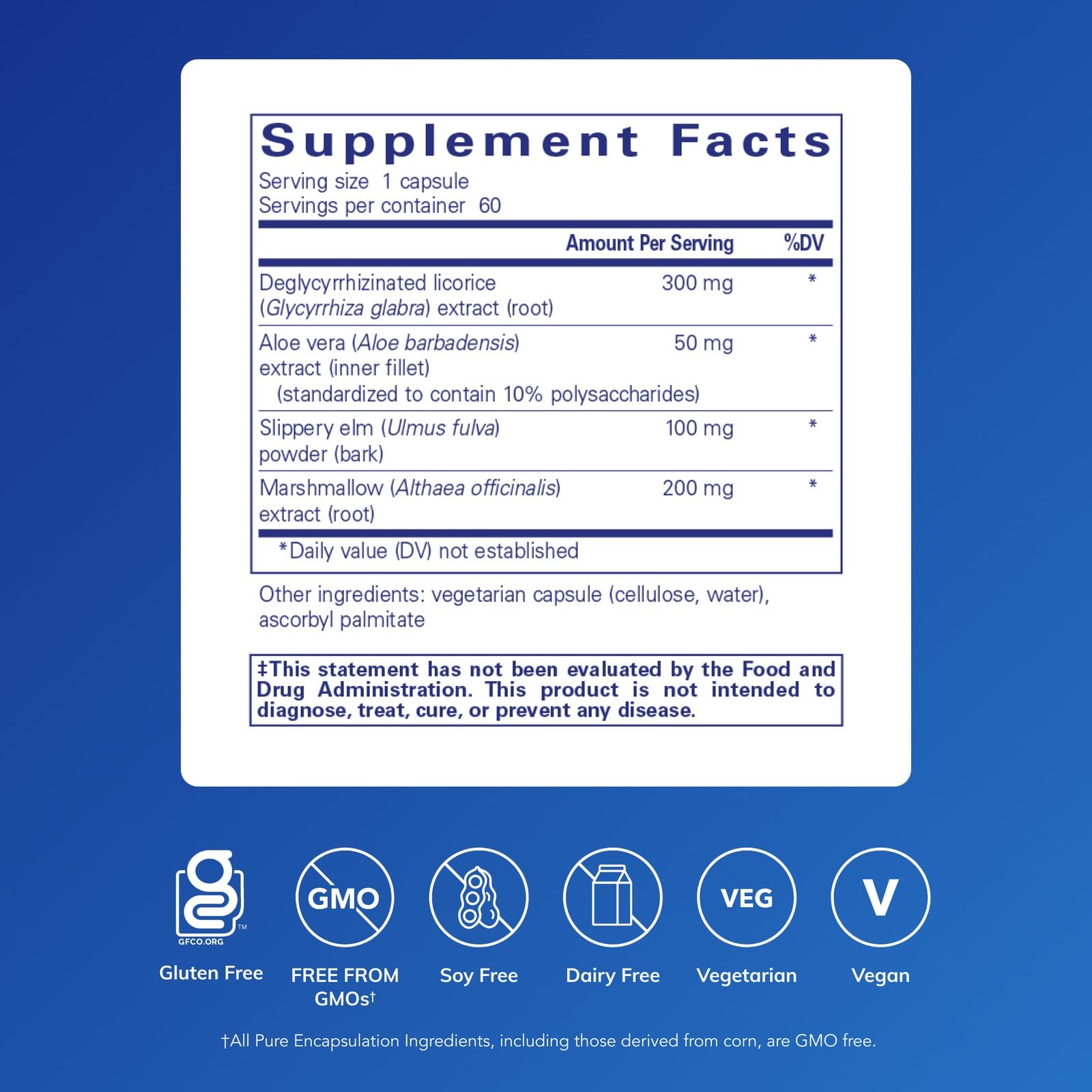 Pure Encapsulations DGL Plus – Gut Health Supplement | 60 Capsules