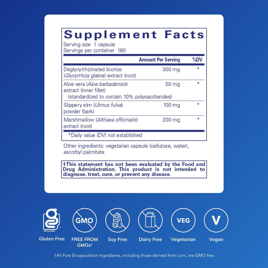 Pure Encapsulations DGL Plus – Vegan Gut Health Support, 180 Capsules