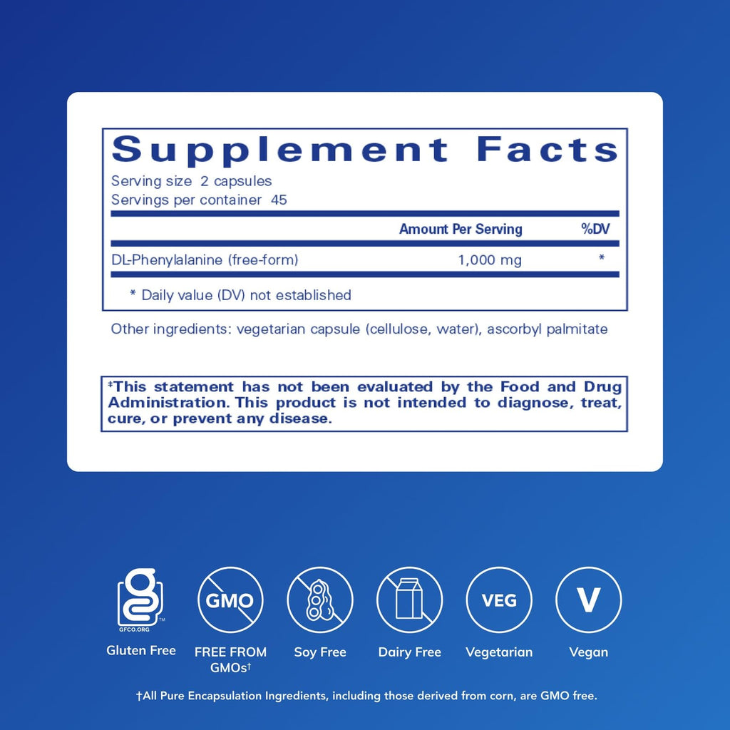 Pure Encapsulations DL-Phenylalanine – Memory, Focus & Joint Support (90 Capsules)