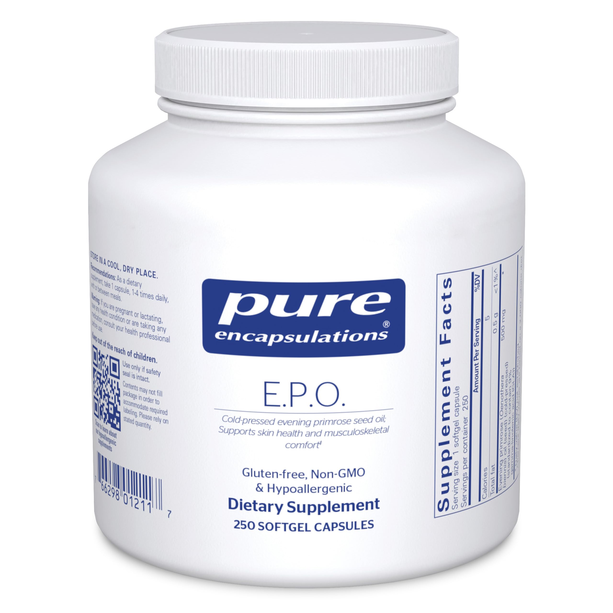 Pure Encapsulations E.P.O. (Evening Primrose Oil) – Hypoallergenic 9% GLA, 250 Softgels