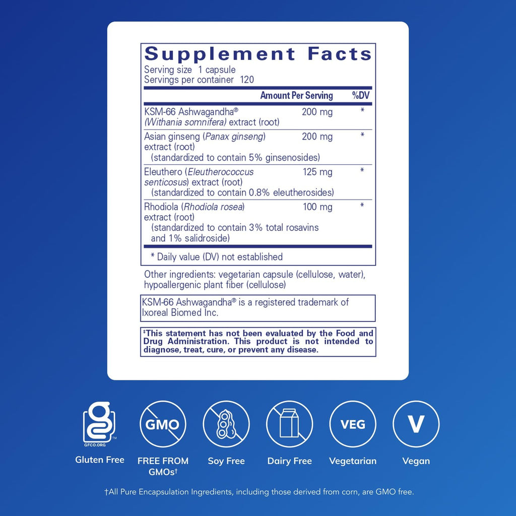 Pure Encapsulations Energy Xtra – Adaptogen Formula for Stamina | 120 Capsules