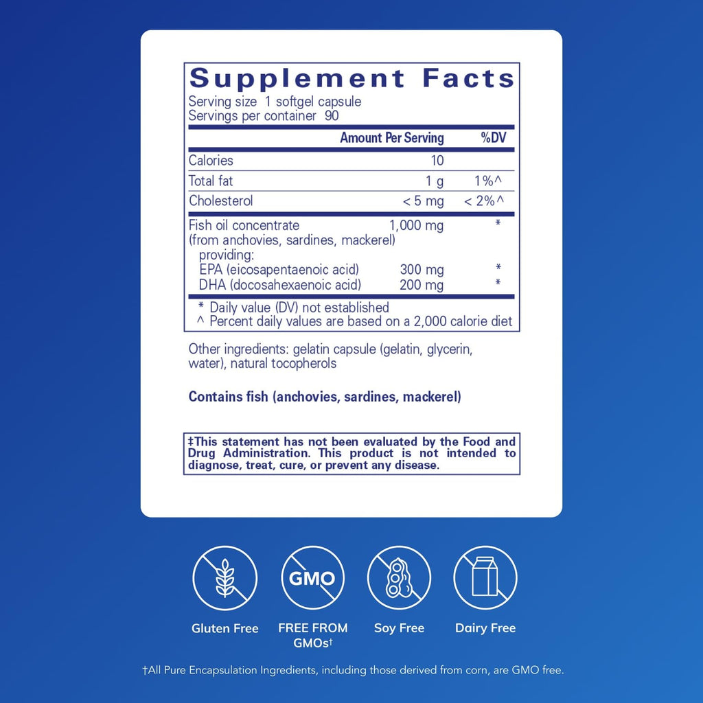 Pure Encapsulations EPA/DHA Essentials – Premium Omega-3 Softgels for Heart & Wellness
